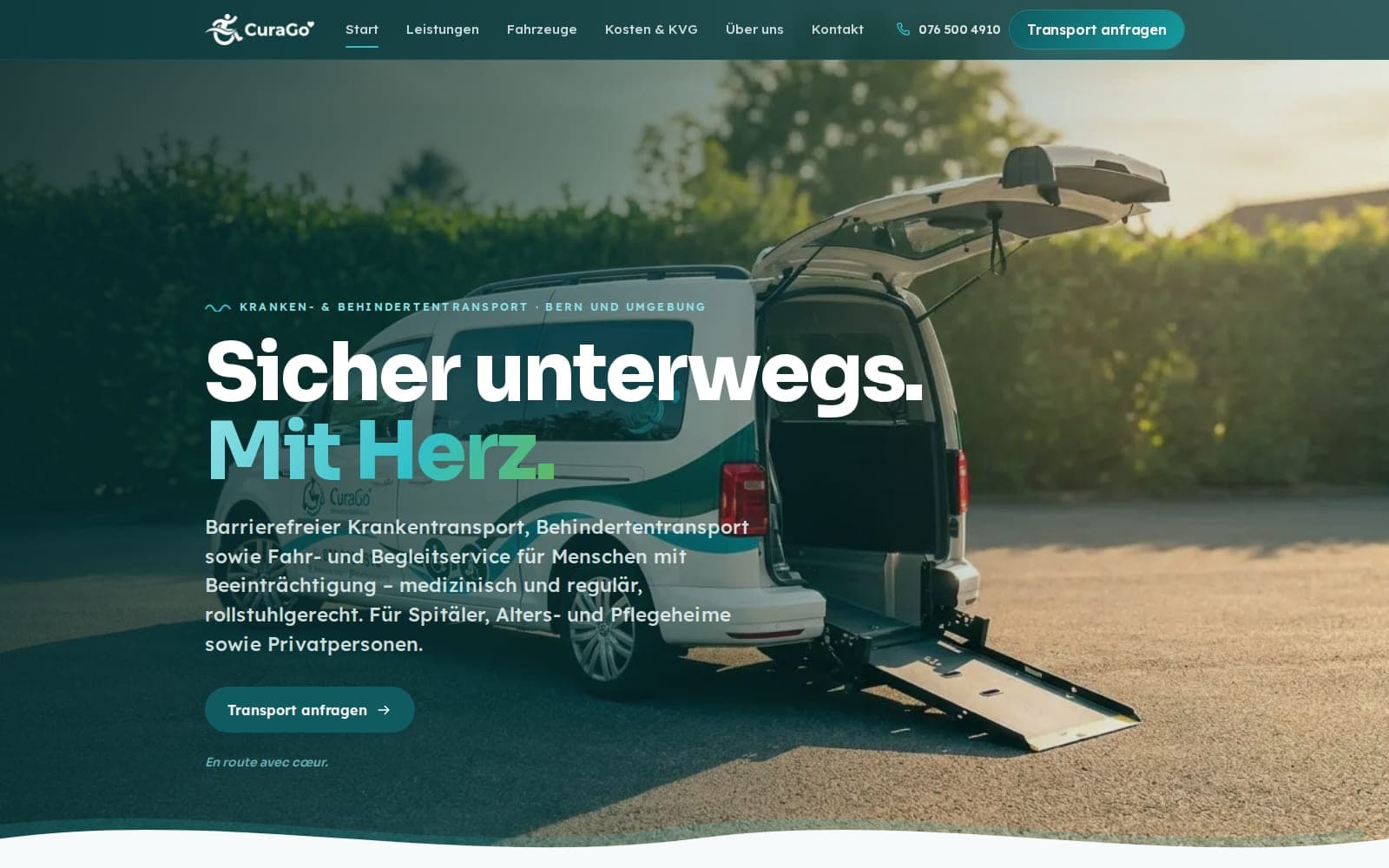 CuraGo – Mehrseitige Website mit Anfrage von 99dev