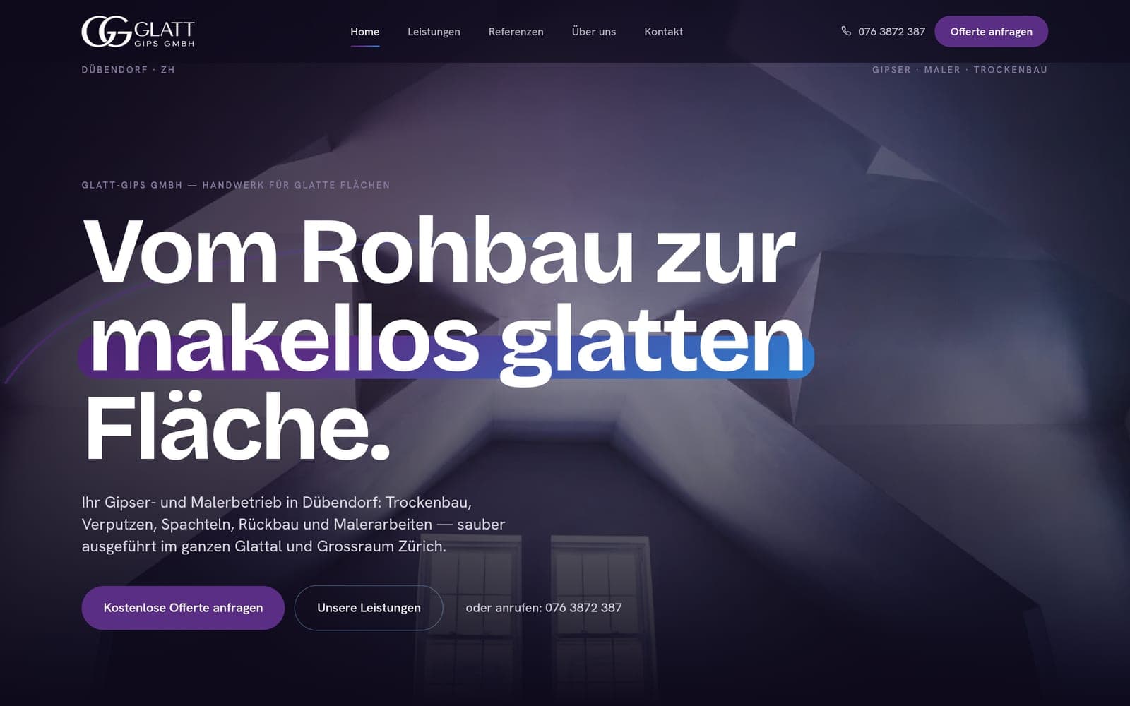 Glatt-Gips GmbH – Handwerker-Website von 99dev